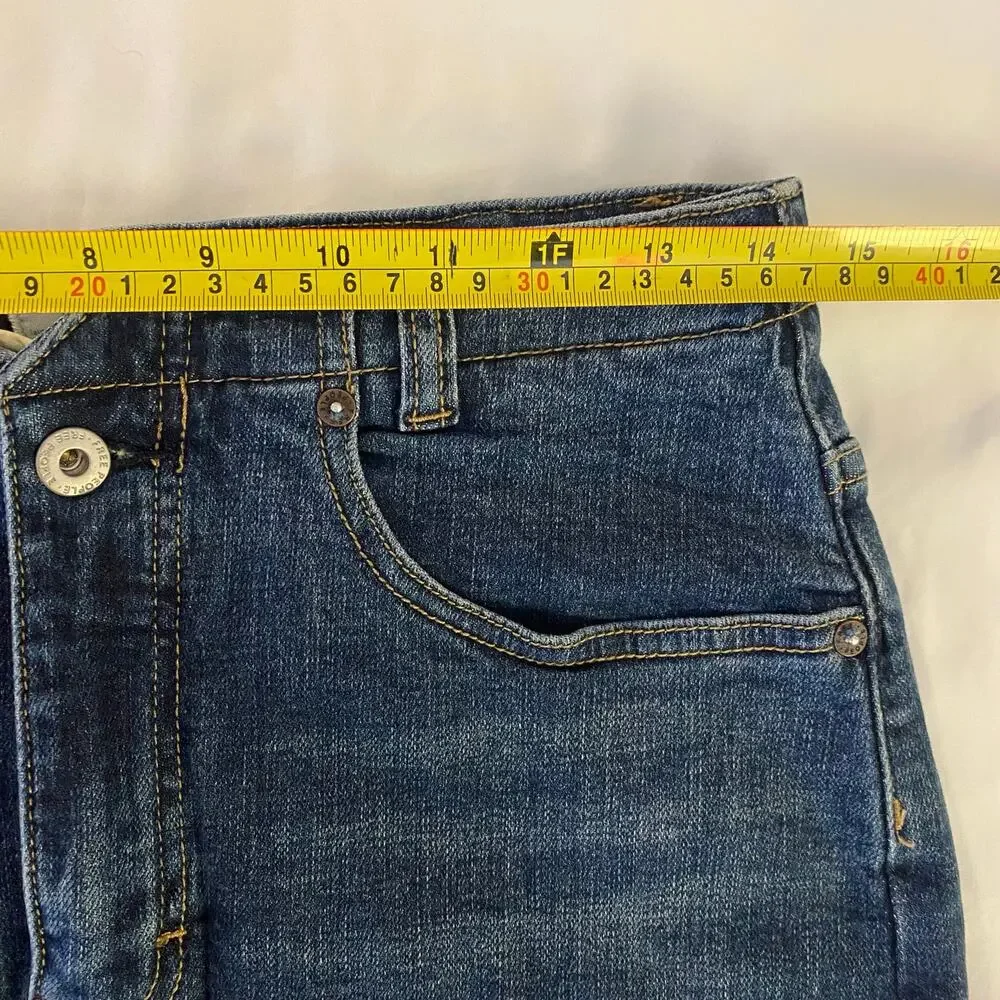Free People We the Free Dark Blue Wash Denim Mini Skirt Womens Size 28 Whiskers
